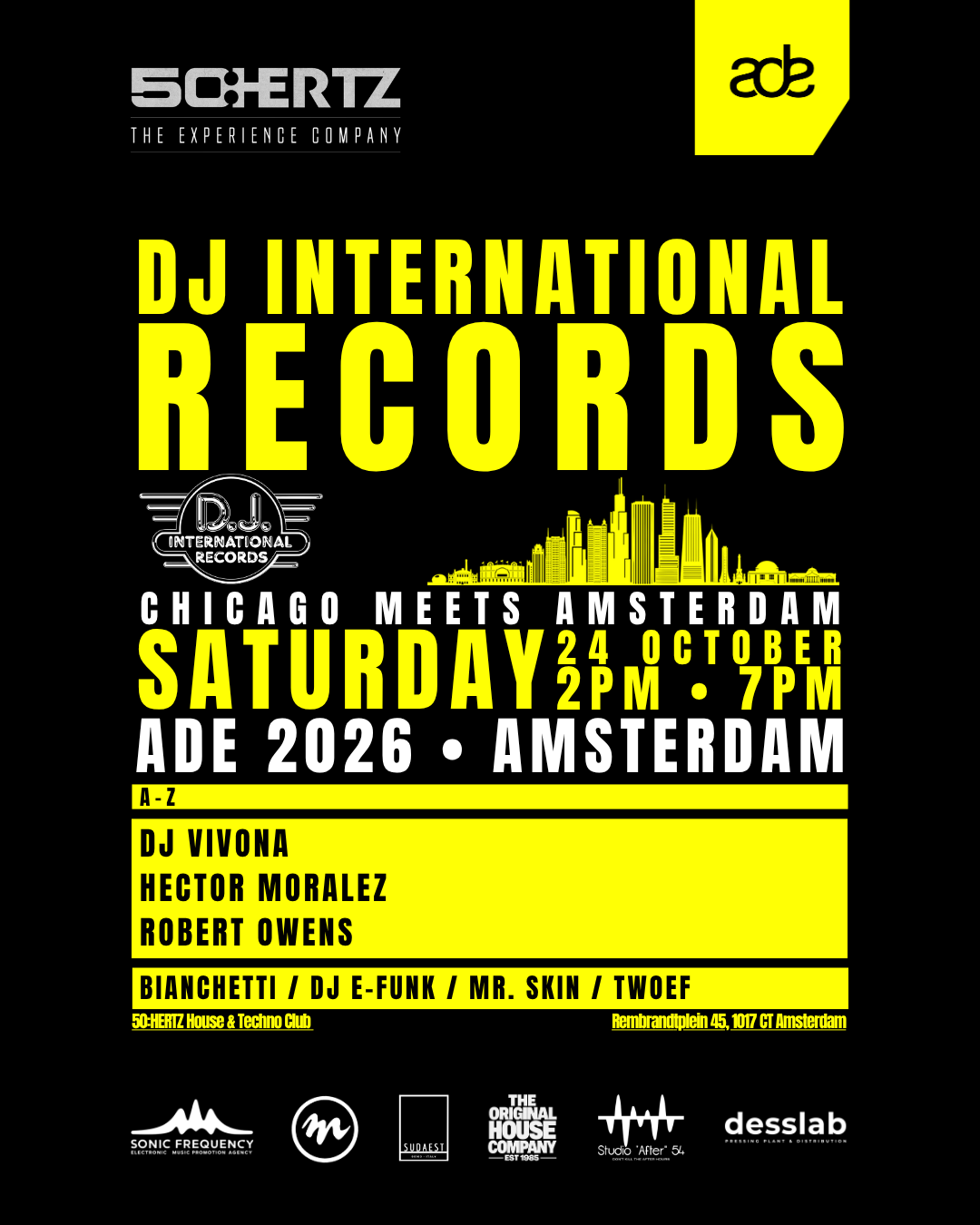 Chicago Meets Amsterdam — official ADE 2026 showcase flyer